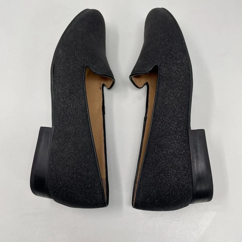 Jack Rogers Ginny Loafer Womens 7.5 Black Sparkle Glitter Slip On Flats - Picture 7 of 10